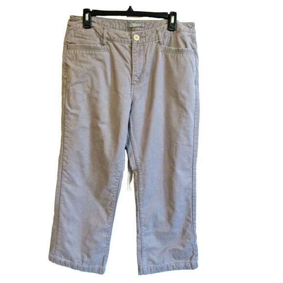 Womens Flannel Lined Jeans Sz 12 High Waist Cropped Inseam Taupe Natural Reflect - Picture 1 of 9